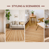 Ultra Soft Area Rug, Non Slip, Stain Resistant, Washable Area Rugs for Living Room, Bedroom, Vibrant Colorful Linear Arrangement(Brown)