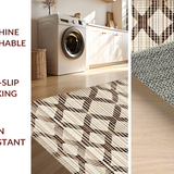 Ultra Soft Area Rug, Non Slip, Stain Resistant, Washable Area Rugs for Living Room, Bedroom, Minimalist Gray Tiled Design(Beige)