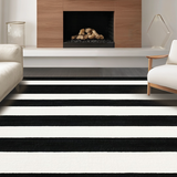 Ultra Soft Area Rug, Non Slip, Stain Resistant, Washable Area Rugs for Living Room, Bedroom, Striped Modern Rug(Black)