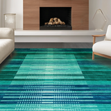 Ultra Soft Area Rug, Non Slip, Stain Resistant, Washable Area Rugs for Living Room, Bedroom, Modern Earthy Geometric Fusion(Blue)