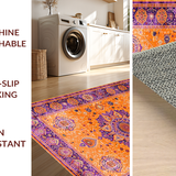 Ultra Soft Area Rug, Non Slip, Stain Resistant, Washable Area Rugs for Living Room, Bedroom, Artful Abstract Patterned Delight(Orange)