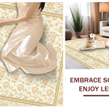 Ultra Soft Area Rug, Non Slip, Stain Resistant, Washable Area Rugs for Living Room, Bedroom, Charming Earthy Floral Aesthetic(Ivory)