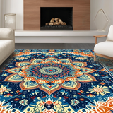 Ultra Soft Area Rug, Non Slip, Stain Resistant, Washable Area Rugs for Living Room, Bedroom, Colorful Abstract Geometric Motif(Blue)