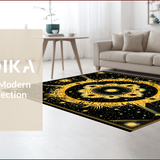 Ultra Soft Area Rug, Non Slip, Stain Resistant, Washable Area Rugs for Living Room, Bedroom, Boho Celestial Moon Stars(Black)