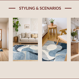 Ultra Soft Area Rug, Non Slip, Stain Resistant, Washable Area Rugs for Living Room, Bedroom, Chic Grey Geometric Elements(Blue)
