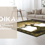 Ultra Soft Area Rug, Non Slip, Stain Resistant, Washable Area Rugs for Living Room, Bedroom, Contemporary Tree Silhouette Style(Gold)