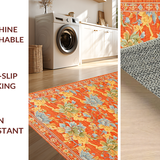 Ultra Soft Area Rug, Non Slip, Stain Resistant, Washable Area Rugs for Living Room, Bedroom, Contemporary Tropical Blossom Aesthetic(Orange)