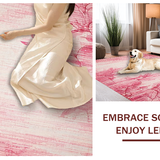Ultra Soft Area Rug, Non Slip, Stain Resistant, Washable Area Rugs for Living Room, Bedroom, Chic Scallop Frame Rug with Large Bow and Curved Silhouette(Pink)