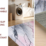 Ultra Soft Area Rug, Non Slip, Stain Resistant, Washable Area Rugs for Living Room, Bedroom, Chic Gray and Pink Geometric Aesthetic(Pink)