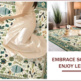 Ultra Soft Area Rug, Non Slip, Stain Resistant, Washable Area Rugs for Living Room, Bedroom, Vibrant Green Abstract Insect Motif(Ivory)
