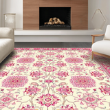 Ultra Soft Area Rug, Non Slip, Stain Resistant, Washable Area Rugs for Living Room, Bedroom, Serene Minimalist Circular Artwork(Ivory)