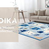 Ultra Soft Area Rug, Non Slip, Stain Resistant, Washable Area Rugs for Living Room, Bedroom, Tender Blue Toned Design(Blue)