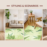 Ultra Soft Area Rug, Non Slip, Stain Resistant, Washable Area Rugs for Living Room, Bedroom, Serene Eco-Friendly Floral Vibe(Green)