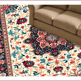 Ultra Soft Area Rug, Non Slip, Stain Resistant, Washable Area Rugs for Living Room, Bedroom, Eclectic Cream Blue Bedroom Rug for Minimalist Homes(Beige)