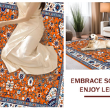 Ultra Soft Area Rug, Non Slip, Stain Resistant, Washable Area Rugs for Living Room, Bedroom, Artful Multicolored Medallion Style(Orange)