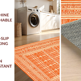 Ultra Soft Area Rug, Non Slip, Stain Resistant, Washable Area Rugs for Living Room, Bedroom, Colorful Modern Symmetrical Elements(Orange)