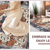 Ultra Soft Area Rug, Non Slip, Stain Resistant, Washable Area Rugs for Living Room, Bedroom, Rustic Vintage Floral Medallion(Blue)