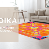 Ultra Soft Area Rug, Non Slip, Stain Resistant, Washable Area Rugs for Living Room, Bedroom, Lively Sunset Color Palette Arrangement(Orange)