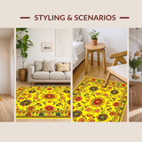 Ultra Soft Area Rug, Non Slip, Stain Resistant, Washable Area Rugs for Living Room, Bedroom, Joyful Multi-Hued Floral Pattern(Yellow)