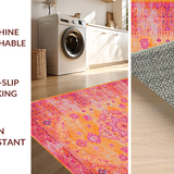 Ultra Soft Area Rug, Non Slip, Stain Resistant, Washable Area Rugs for Living Room, Bedroom, Elegant Ogee Style with Rich Hues(Orange)