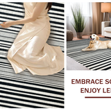 Ultra Soft Area Rug, Non Slip, Stain Resistant, Washable Area Rugs for Living Room, Bedroom, Contemporary Reversible Doormat:  Black & White Striped Carpet(Black)