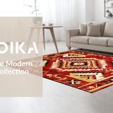 Ultra Soft Area Rug, Non Slip, Stain Resistant, Washable Area Rugs for Living Room, Bedroom, Cozy Traditional Southwestern Motif(Red)