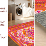 Ultra Soft Area Rug, Non Slip, Stain Resistant, Washable Area Rugs for Living Room, Bedroom, Sophisticated Curved Linear Patterns(Orange)