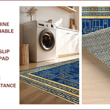 Ultra Soft Area Rug, Non Slip, Stain Resistant, Washable Area Rugs for Living Room, Bedroom, Rich Boho Tiled Arrangement(Blue)