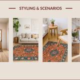 Ultra Soft Area Rug, Non Slip, Stain Resistant, Washable Area Rugs for Living Room, Bedroom, Rustic Earthy Boho Charm(Orange)