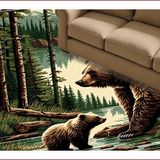 Ultra Soft Area Rug, Non Slip, Stain Resistant, Washable Area Rugs for Living Room, Bedroom, Rustic Multicolor Bear Scene(Brown)