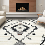 Ultra Soft Area Rug, Non Slip, Stain Resistant, Washable Area Rugs for Living Room, Bedroom, Elegant Symmetrical Monochrome Design(White)