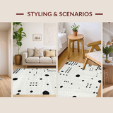 Ultra Soft Area Rug, Non Slip, Stain Resistant, Washable Area Rugs for Living Room, Bedroom, Bold Geometric Contrast Decor(White)