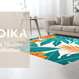 Ultra Soft Area Rug, Non Slip, Stain Resistant, Washable Area Rugs for Living Room, Bedroom, Serene Blue Tropical Elegance(Green)