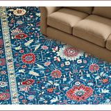 Ultra Soft Area Rug, Non Slip, Stain Resistant, Washable Area Rugs for Living Room, Bedroom, Artistic Distressed Floral Design(Blue)