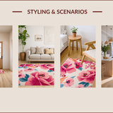 Ultra Soft Area Rug, Non Slip, Stain Resistant, Washable Area Rugs for Living Room, Bedroom, Boho Pink Floral Nursery Washable Rug(Pink)
