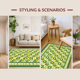 Ultra Soft Area Rug, Non Slip, Stain Resistant, Washable Area Rugs for Living Room, Bedroom, Cozy Earthy Floral Arrangement(Yellow)