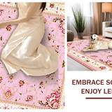 Ultra Soft Area Rug, Non Slip, Stain Resistant, Washable Area Rugs for Living Room, Bedroom, Luxurious Gold Accented Traditional Pattern(Pink)