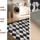 Ultra Soft Area Rug, Non Slip, Stain Resistant, Washable Area Rugs for Living Room, Bedroom, Elegant Abstract Patterned Entrance Mat(Black)