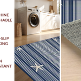 Ultra Soft Area Rug, Non Slip, Stain Resistant, Washable Area Rugs for Living Room, Bedroom, Artful Coastal Themed Composition(Blue)