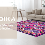 Ultra Soft Area Rug, Non Slip, Stain Resistant, Washable Area Rugs for Living Room, Bedroom, Chic Modern Ethnic Patterned Piece(Purple)