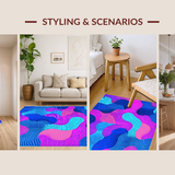 Ultra Soft Area Rug, Non Slip, Stain Resistant, Washable Area Rugs for Living Room, Bedroom, Eclectic Bright Color Block Style(Pink)