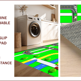 Ultra Soft Area Rug, Non Slip, Stain Resistant, Washable Area Rugs for Living Room, Bedroom, Dynamic Roadway Exploration Design(Green)