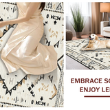Ultra Soft Area Rug, Non Slip, Stain Resistant, Washable Area Rugs for Living Room, Bedroom, Neutral Textured Diamond Motif(Beige)