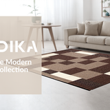 Ultra Soft Area Rug, Non Slip, Stain Resistant, Washable Area Rugs for Living Room, Bedroom, Dynamic Stylish Monochrome Check Design(Brown)