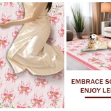 Ultra Soft Area Rug, Non Slip, Stain Resistant, Washable Area Rugs for Living Room, Bedroom, Charming Scalloped Bows Pink Room Rug Lovely Coquette Carpet(Pink)
