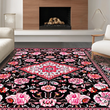 Ultra Soft Area Rug, Non Slip, Stain Resistant, Washable Area Rugs for Living Room, Bedroom, Luxurious Soft Petal Pattern(Red)
