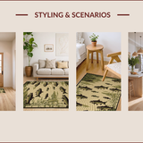 Ultra Soft Area Rug, Non Slip, Stain Resistant, Washable Area Rugs for Living Room, Bedroom, Rustic Wildlife Scene Imagery(Green)