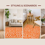 Ultra Soft Area Rug, Non Slip, Stain Resistant, Washable Area Rugs for Living Room, Bedroom, Artful Cheerful Botanical Print(Orange)