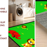 Ultra Soft Area Rug, Non Slip, Stain Resistant, Washable Area Rugs for Living Room, Bedroom, Playful Animal Alphabetic Pattern(Green)