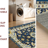 Ultra Soft Area Rug, Non Slip, Stain Resistant, Washable Area Rugs for Living Room, Bedroom, Earthy Tone Decorative Symmetry(Blue)